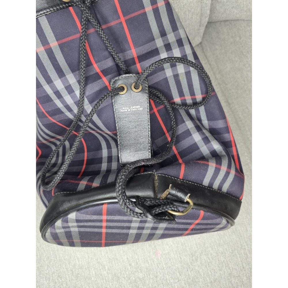 Burberry Vintage Nova Check Canvas Leather Bucket Drawstring Bag Made in England - Picture 6 of 8